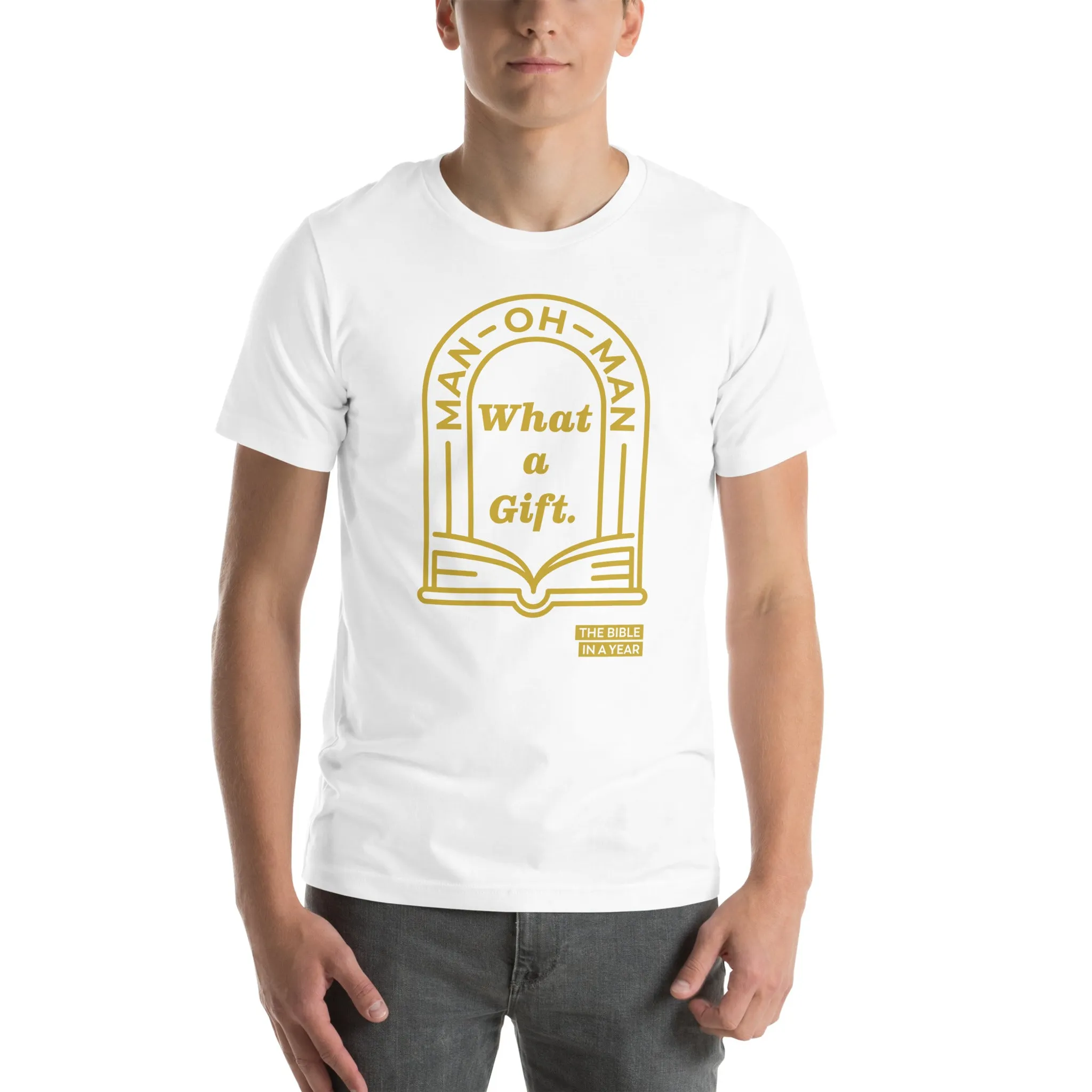 "Man Oh Man" / Bible in a Year Crew T-Shirt - Image 2