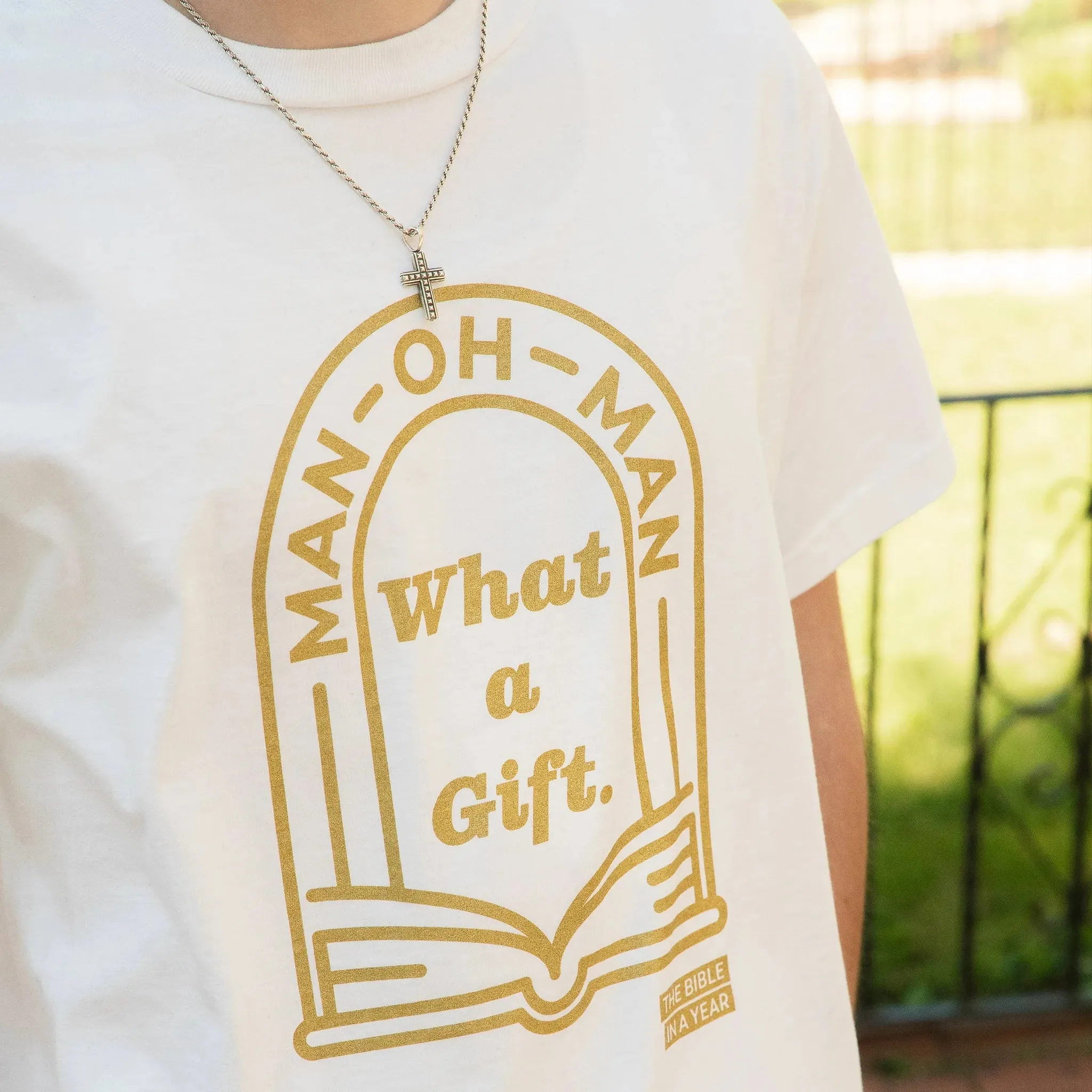 "Man Oh Man" / Bible in a Year Crew T-Shirt - Image 5