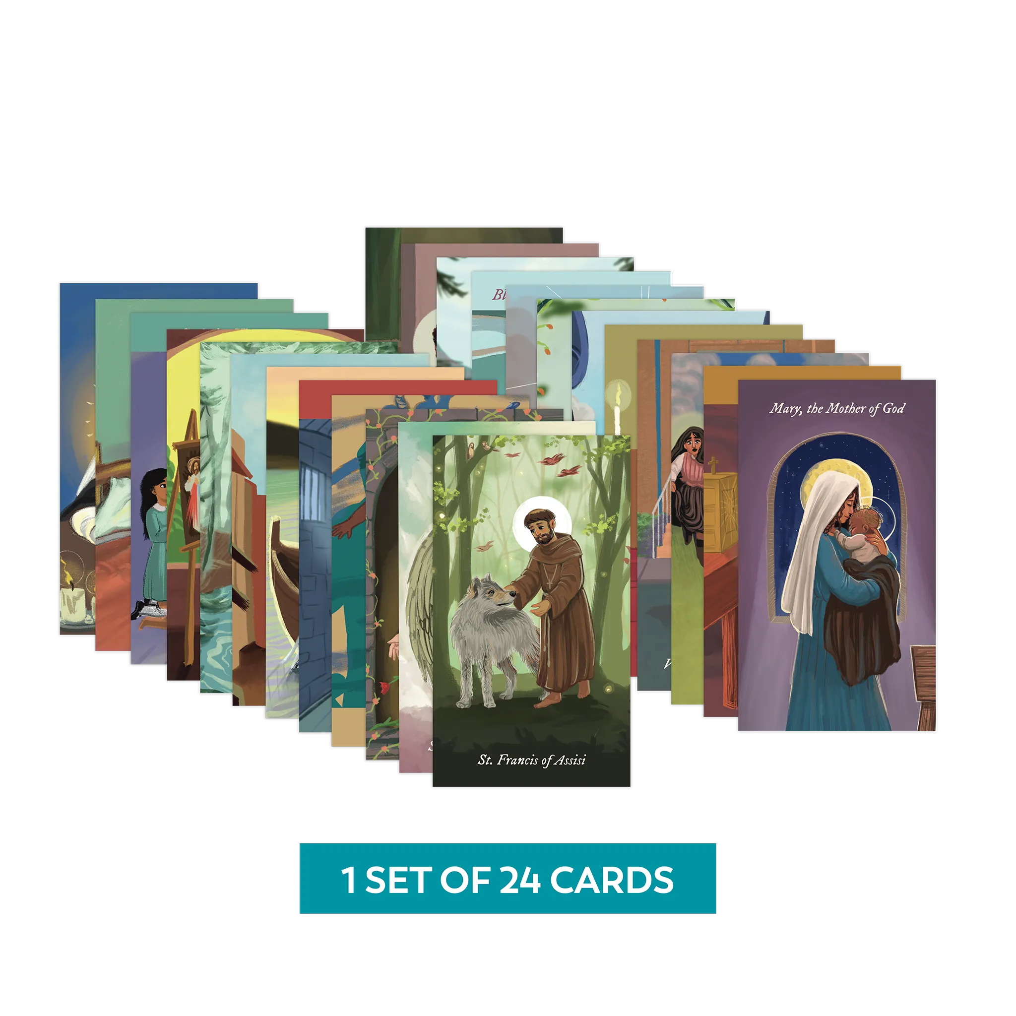 Renewed & Received Saint Prayer Cards, Complete Set (1 Set of 24 Cards) - Image 3